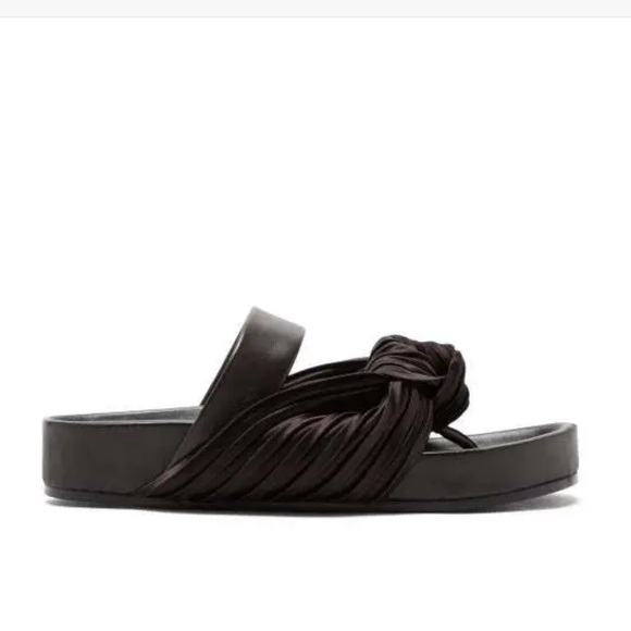 Jil Sander Knot Satin Leather Slides Brown - Picture 2 of 11
